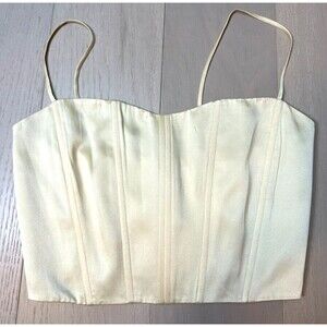 Artless Forever Silk Corset Top Butter Yellow Zip Tank Summer Bridal Elegant XS